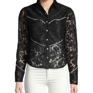 Divine Heritage Western Lace Pearl Snap Blouse